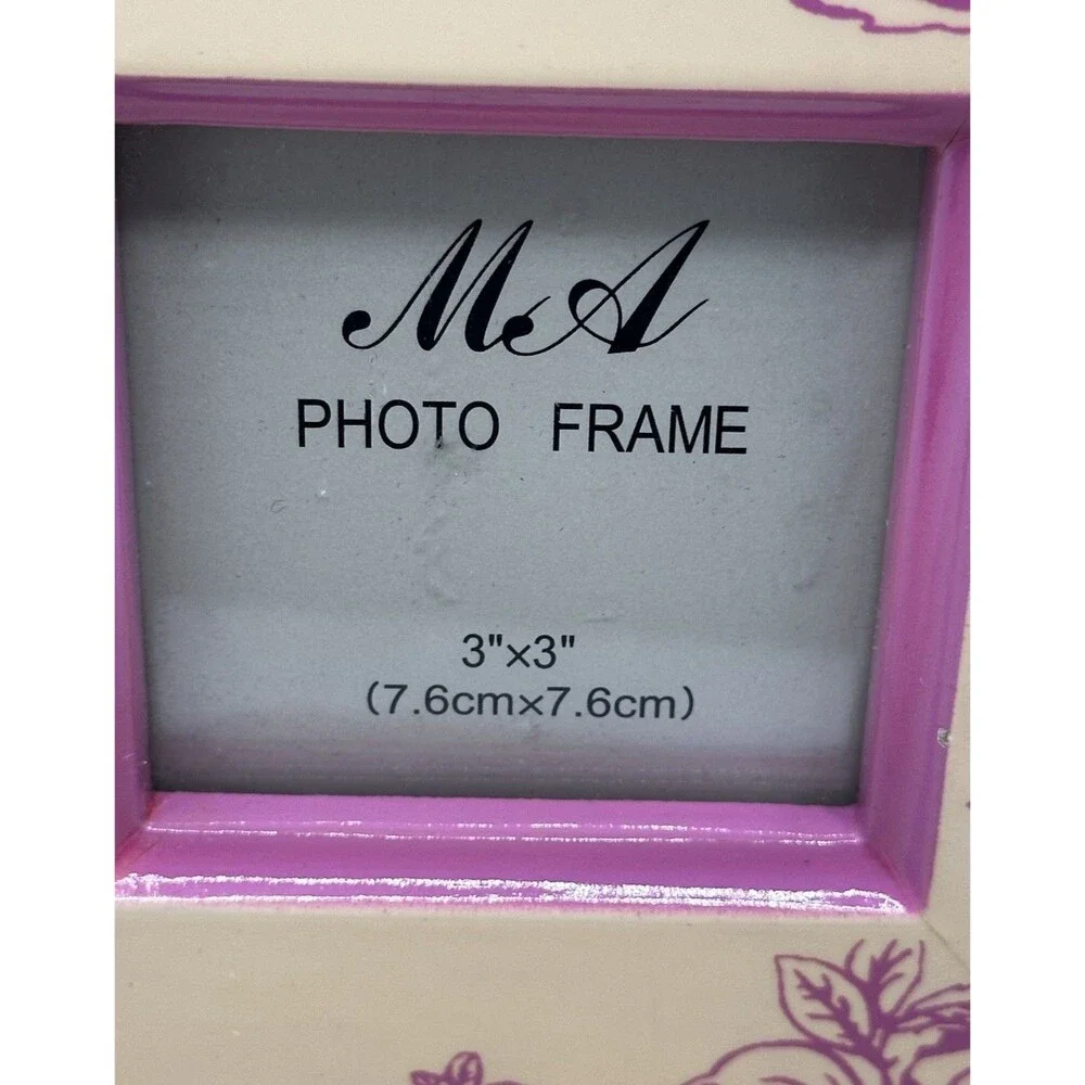 Vintage Romantic 3X3  Photo Frame Pink Rose Wood Shabby Chic Cottagecore
